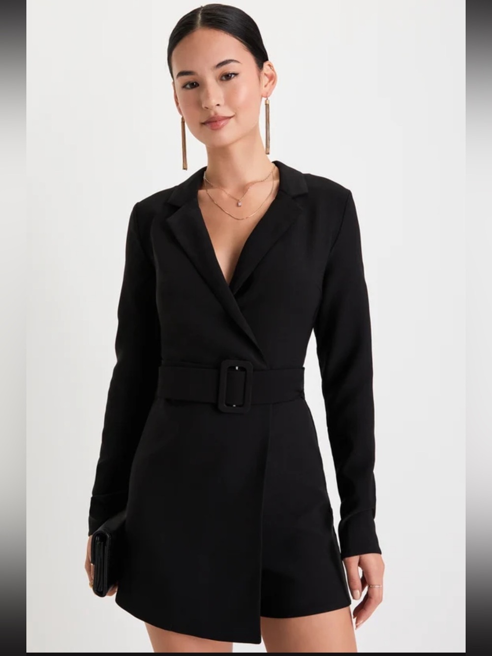 NWT- LuLus Black Collared Skort Romper